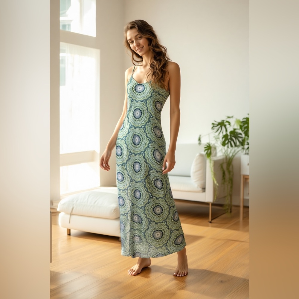 🌻5/$30🌻 🆕 2XL Green and Blue Patterned Maxi Dress